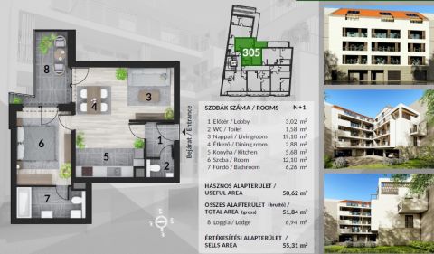 Eladó Lakás 1043 Budapest 4. kerület Újpesten, a Szent István térnél, 23 lakásos társasházban, 2025. decemberi átadással!