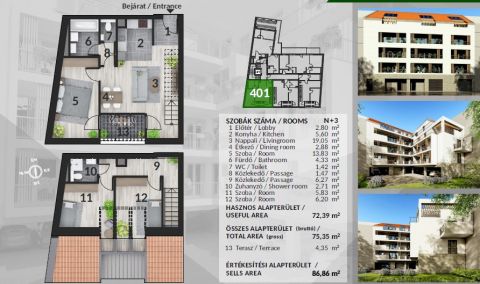 Eladó Lakás 1043 Budapest 4. kerület Újpesten, a Szent István térnél, 23 lakásos társasházban, 2025. decemberi átadással!