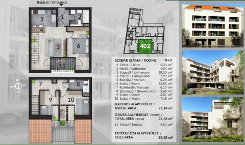 Eladó Lakás 1043 Budapest 4. kerület Újpesten, a Szent István térnél, 23 lakásos társasházban, 2025. decemberi átadással!