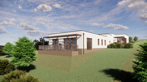 Eladó Ház 7636 Pécs Rózsadombon panorámás 131 nm-es 1szintes új építésű ikerház