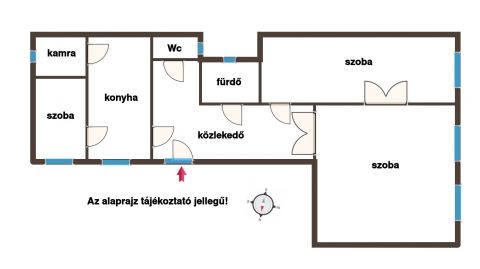 Eladó Lakás 1076 Budapest 7. kerület 3 szobás, 3. emeleti 83nm-es lakás