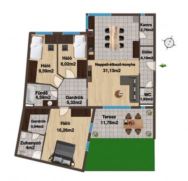 Eladó Lakás 6000 Kecskemét Kertkapcsolatos belvárosi társasházi lakások