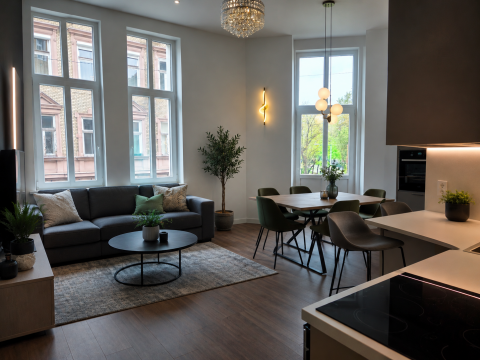 Eladó Lakás 1077 Budapest 7. kerület , 42 m2-es, erkélyes, modern, fiatalos lakás az Almássy térnél