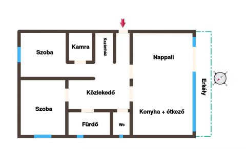 Eladó Lakás 6000 Kecskemét Hunyadivárosban nappali + 2 szobás, kertkapcsolatos lakás
