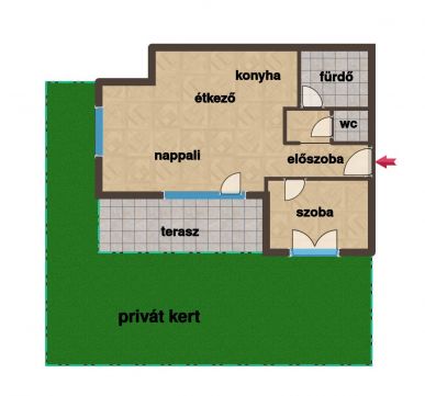 Eladó Lakás 1112 Budapest 11. kerület Madárhegyen, privát kertkapcsolatos lakás